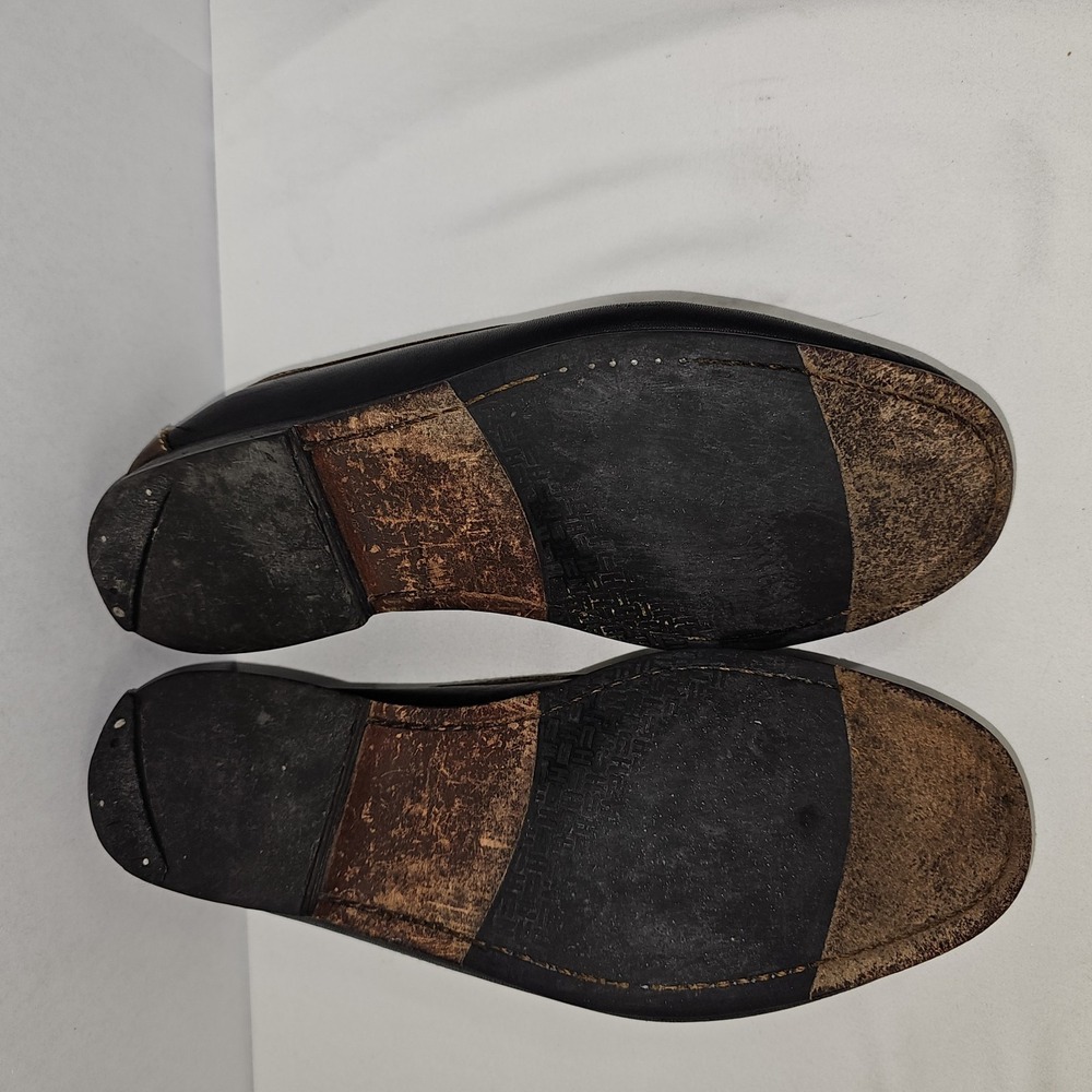 Cole Haan Loafers Mens 9.5D Black Brown Leather Kiltie Tassel Mexico Vintage - Picture 7 of 8